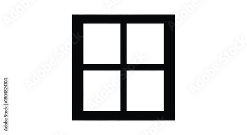 A simple black outline of a window with four panes presenting a minimalist architectural element high quality professional