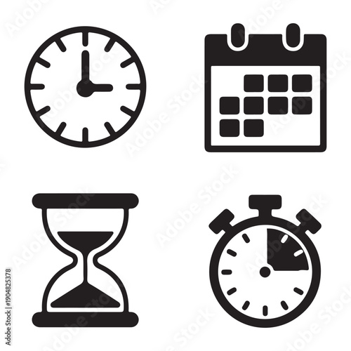 Time blocking productivity schedule planning silhouette vector illustration with calendar