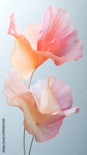 Wallpaper Mural Delicate floral composition Translucent coral petals create a modern and airy decorative accent piece Torontodigital.ca