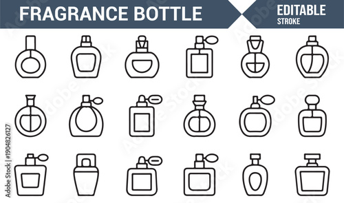 Elegant Perfume Bottle Minimal Line Illustration Set