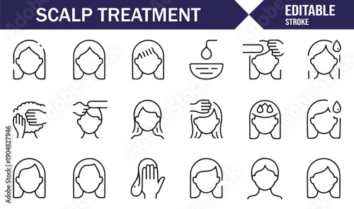 Dermatology Hair and Scalp Care Icon Set