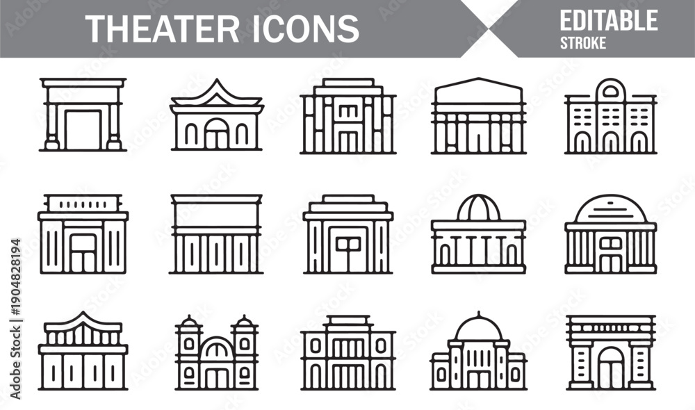 Fototapeta premium Performing Arts Theater Architecture Icon Pack