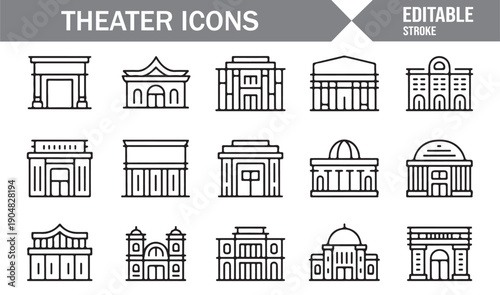 Performing Arts Theater Architecture Icon Pack