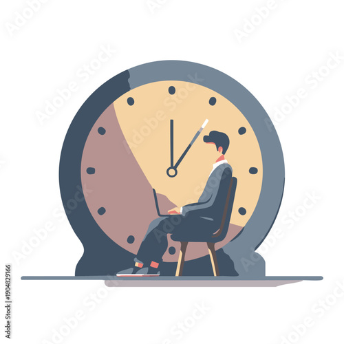 Work Burnout Caused by Time Pressure Illustration