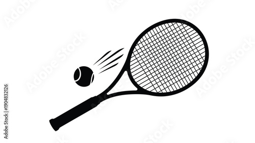 a tennis racket and ball in motion a sporty scene silhouette