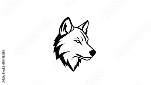 a detailed black and white wolf head illustration elegant and striking silhouette