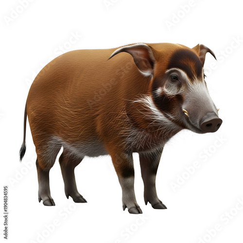 A brown and white pig isolated on transparent background