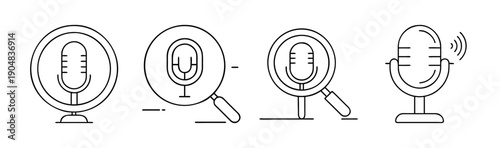 Collection of microphone icons for voice input, search, and recording purposes.