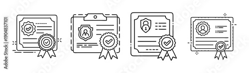 Official looking security certificate badges and seals with checkmarks