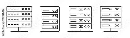 Server rack or tower icons for data center and network technology