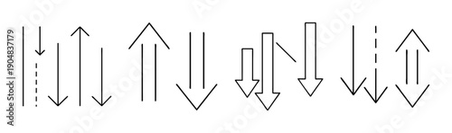 Set of up and down arrow icons representing sorting and direction.