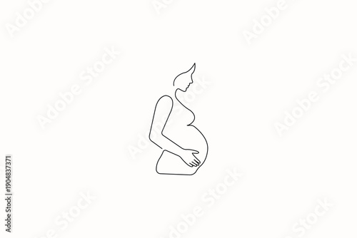 Pregnant woman continuous line drawing simple motherhood outline illustration