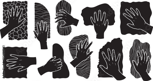 Collection of black and white hand illustrations and designs