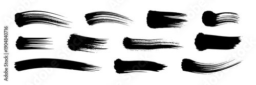 Brush strokes hand drawn set with black ink swirls and splatters for artistic design elements featuring doodle, sketch, vector with illustration and creative elements for abstract, art projects,