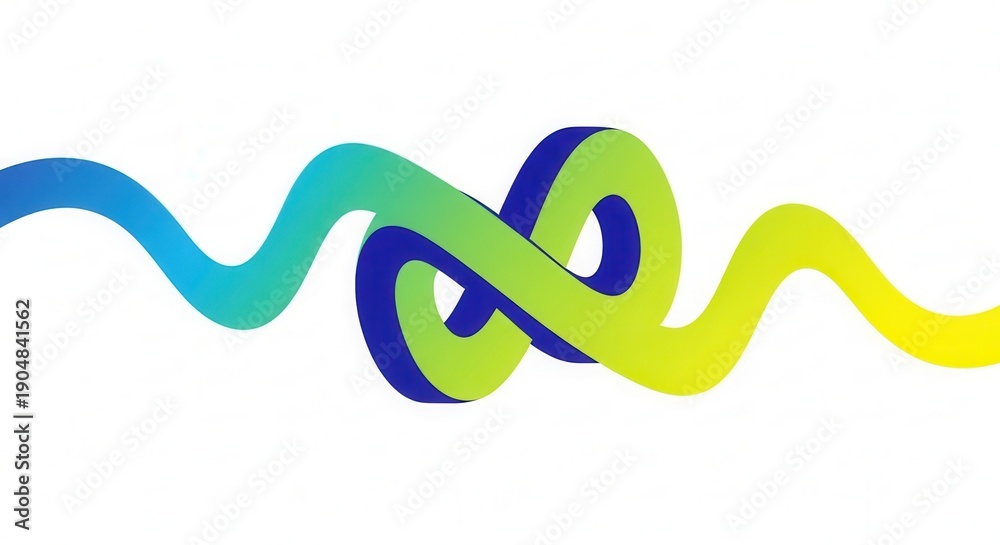 Obraz premium A colorful abstract design with intertwined wavy lines on a white background
