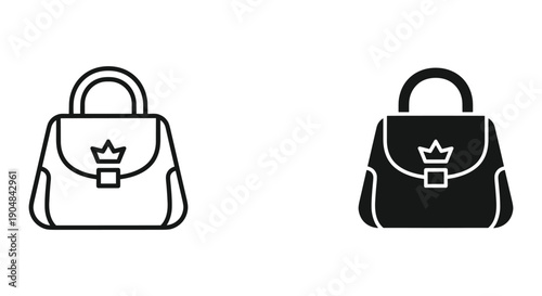Elegant Handbag Illustration in Black and White on White Background