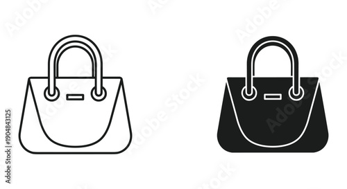Minimalist handbag icon set black and white vector illustration isolated shopping fashion accessory