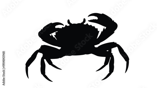 a detailed black crab illustration against a white background silhouette