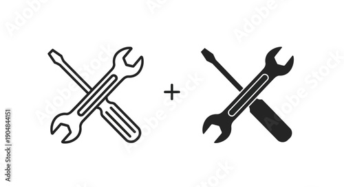 wrench and screwdriver icon illustration on white background symbolizing repair and maintenance services
