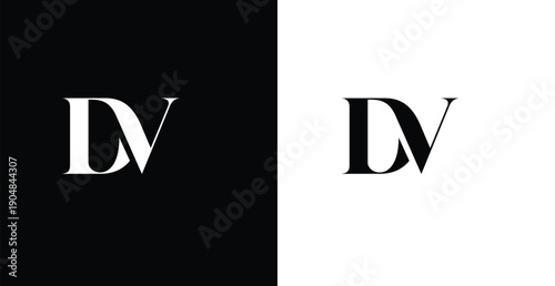 DV Monogram Logo Vector | Serif Initials Elegant Minimal Lettermark