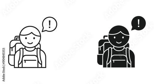 Confused traveler choosing direction flat vector illustration isolated on white background minimalist design