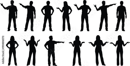 Street food market silhouettes set, featuring coffee vendors, baristas serving customers, people waiting in line at stalls, and outdoor festival kiosk vector illustration