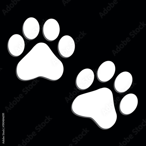 Paw Prints. Cute pets and Dogs pets paw print isolated on white background. Animal paw prints.