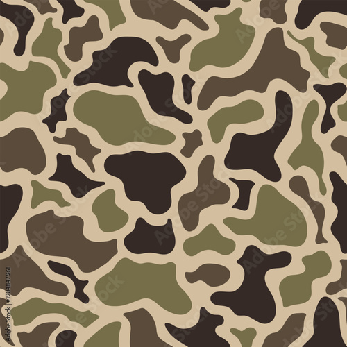 Vector duck hunting camouflage, seamless pattern, hunting background, military texture, woodland camouflage