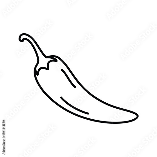 Simple line drawing of a single slightly curved chili pepper