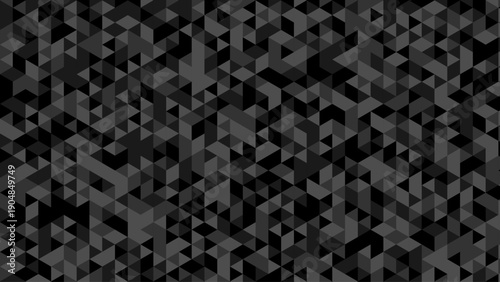Dark Abstract Geometric Triangle Pattern Background in Black and Gray, Modern Low Poly Mosaic Texture for Technology Design, Corporate Branding and Digital Wallpapers