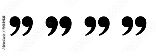 Quotation marks set with black typography symbols for text highlighting featuring writing, punctuation, editing with formatting and document elements for design, communication projects, clean