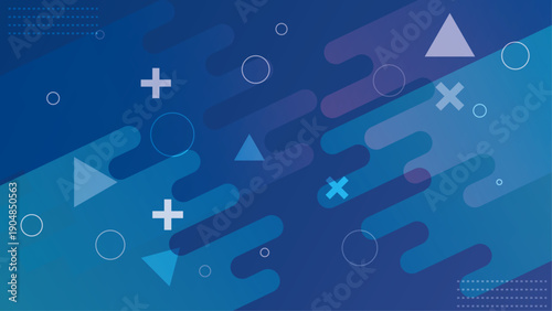 Modern blue abstract geometric background with floating shapes, diagonal layers and minimal elements, creative tech style design for presentations, branding, UI and digital backgrounds