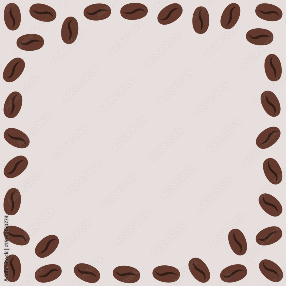 Obraz premium Scattered Brown Coffee Beans Border Frame