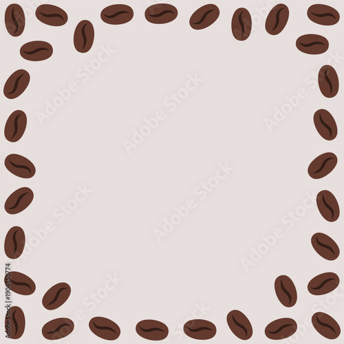Scattered Brown Coffee Beans Border Frame
