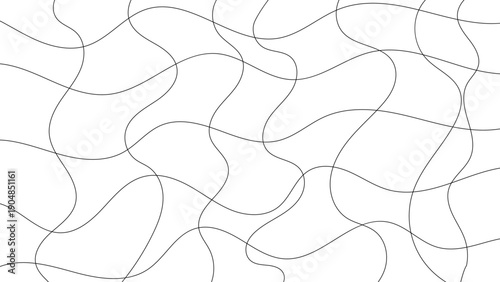 Abstract Black Continuous Line Scribble Pattern on White Background, Minimal Hand-Drawn Curved Line Art Texture for Modern Design, Creative Doodles and Contemporary Layouts