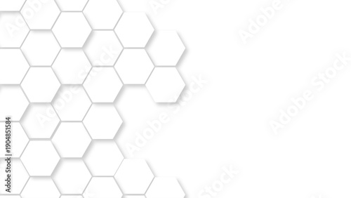 White 3D Hexagon Honeycomb Background with Soft Shadow – Minimal Geometric Technology Pattern, Clean Futuristic Wall Texture for Web Banner, Medical, Corporate, and Branding Design	
