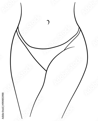 Bikini panties swimsuit woman black and white drawing