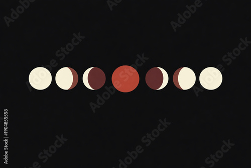Konstfotografi Minimal lunar eclipse phases on black background