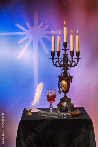 Still life with candlestick and other itema