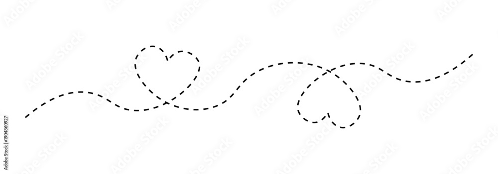 Fototapeta premium Dashed heart line path
