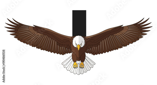 Eagle in Flight with Cross