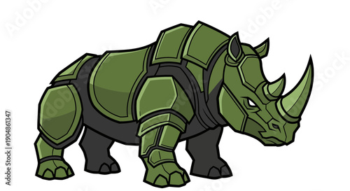 green armored rhino illustration