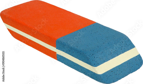 Rubber eraser for pencil and ink pen isolated on white background