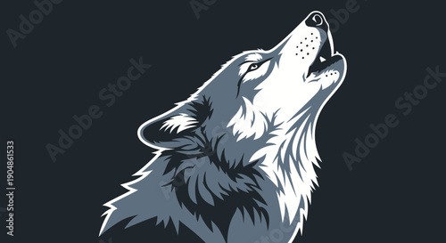 Howling Wolf Illustration on Dark Background