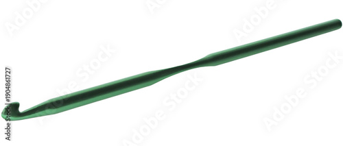 Green crochet hook isolated on white background