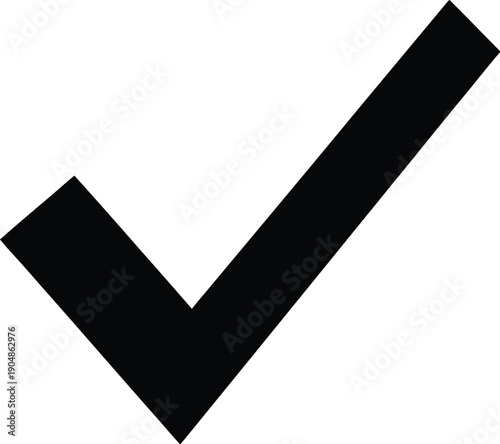 A large black checkmark on a white background