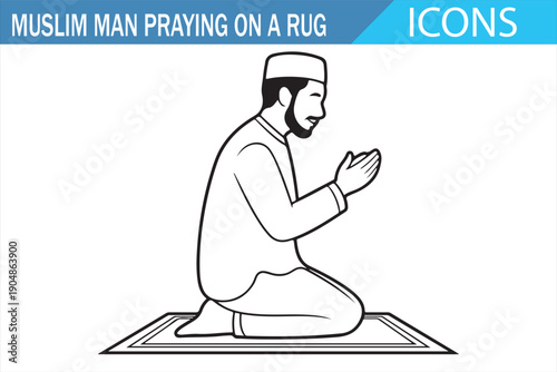 Muslim Devotion Minimal Line Vector