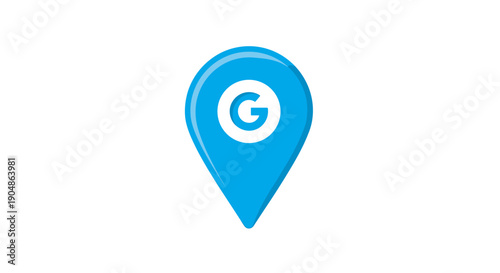Google Maps Pin Icon on White Background.
