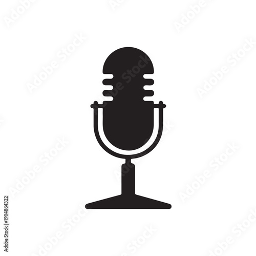 Classic Studio Microphone Silhouette Vector Icon