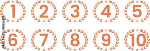 Laurel Wreath frame ranking  from 1st place to 10th place vector design